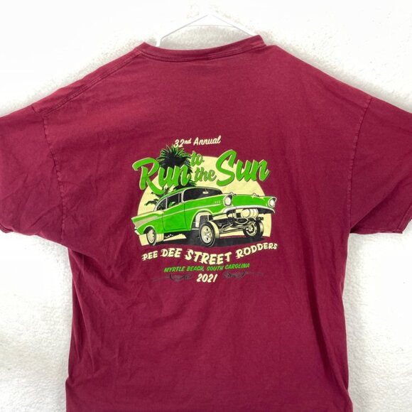 Run to the Sun Car Show T-Shirt Men’s Maroon Myrtle Beach SC Graphic Tee Event - Picture 5 of 5